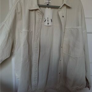 Zara Cream Oversized Shirt Jacket